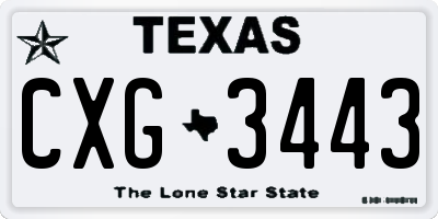 TX license plate CXG3443