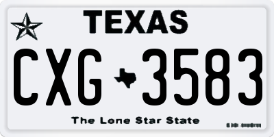 TX license plate CXG3583