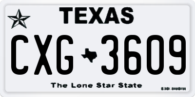TX license plate CXG3609