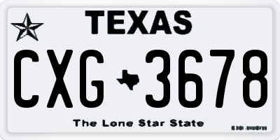 TX license plate CXG3678