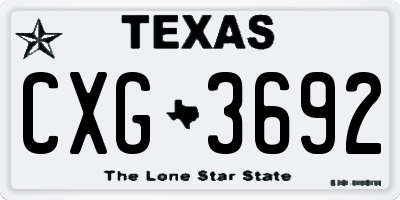 TX license plate CXG3692