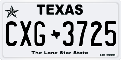 TX license plate CXG3725