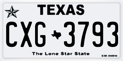TX license plate CXG3793