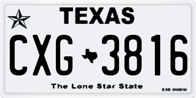 TX license plate CXG3816