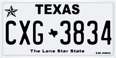 TX license plate CXG3834