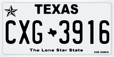 TX license plate CXG3916
