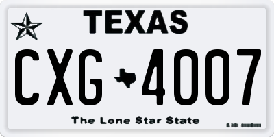 TX license plate CXG4007