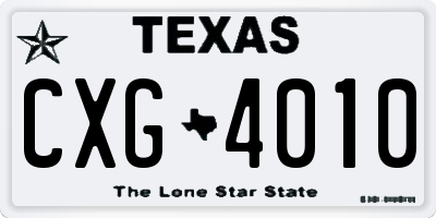 TX license plate CXG4010