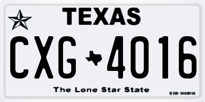 TX license plate CXG4016
