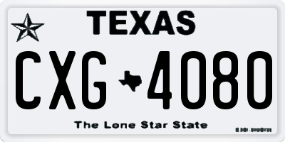 TX license plate CXG4080