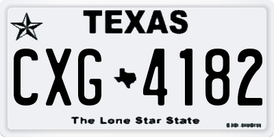 TX license plate CXG4182