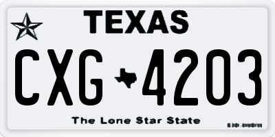 TX license plate CXG4203
