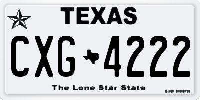 TX license plate CXG4222