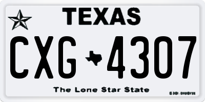 TX license plate CXG4307