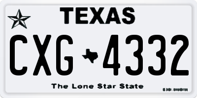 TX license plate CXG4332
