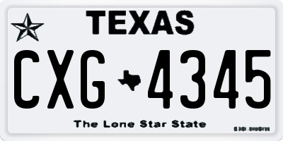 TX license plate CXG4345