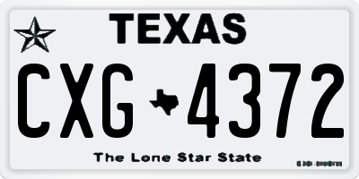 TX license plate CXG4372
