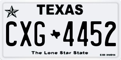 TX license plate CXG4452