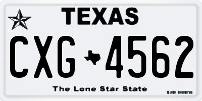 TX license plate CXG4562