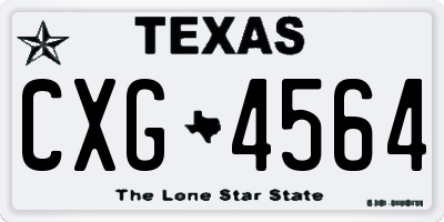 TX license plate CXG4564