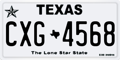 TX license plate CXG4568