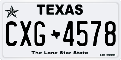 TX license plate CXG4578