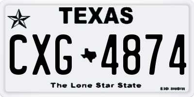 TX license plate CXG4874