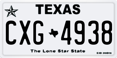 TX license plate CXG4938