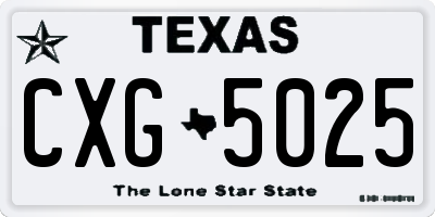 TX license plate CXG5025