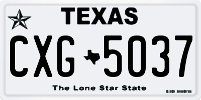 TX license plate CXG5037