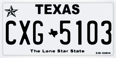 TX license plate CXG5103