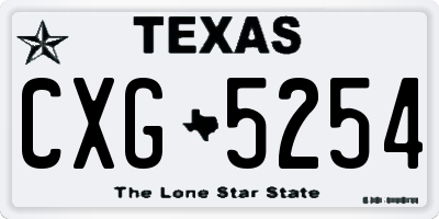 TX license plate CXG5254
