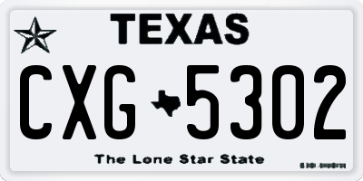 TX license plate CXG5302