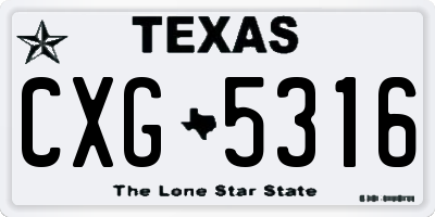TX license plate CXG5316