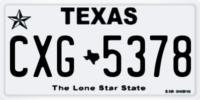 TX license plate CXG5378
