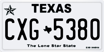 TX license plate CXG5380