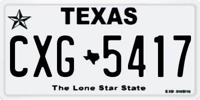 TX license plate CXG5417