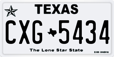 TX license plate CXG5434
