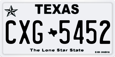 TX license plate CXG5452