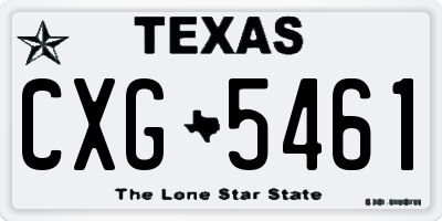 TX license plate CXG5461