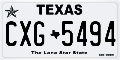 TX license plate CXG5494