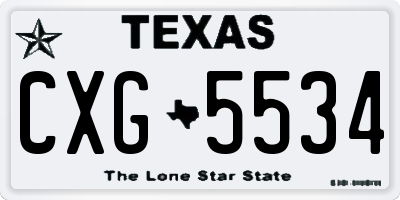 TX license plate CXG5534
