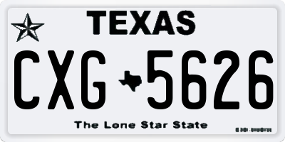 TX license plate CXG5626