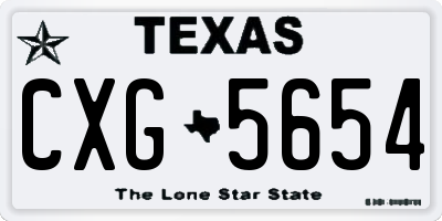 TX license plate CXG5654