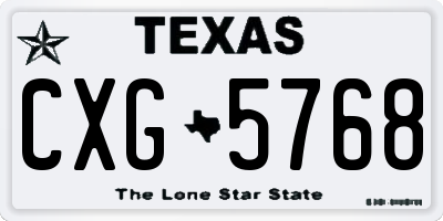 TX license plate CXG5768