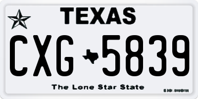 TX license plate CXG5839