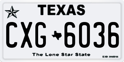 TX license plate CXG6036