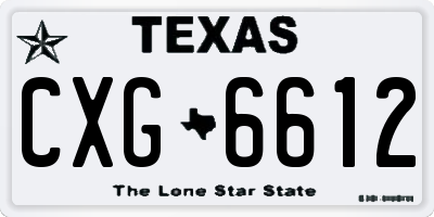 TX license plate CXG6612