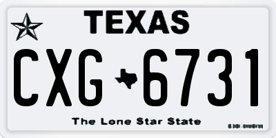 TX license plate CXG6731
