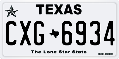TX license plate CXG6934